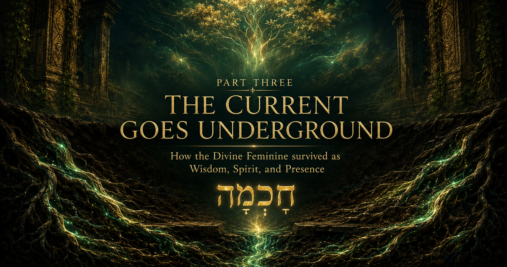 Part Three: The Current Goes Underground — luminous roots carrying the Divine Feminine current as Wisdom, Spirit, and Presence